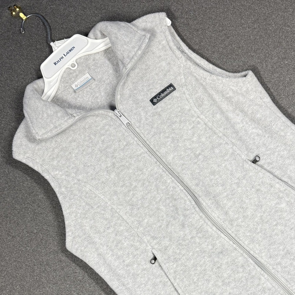Columbia Women's Benton Springs Vest Medium Gray Fleece Zip Pockets Comfortable